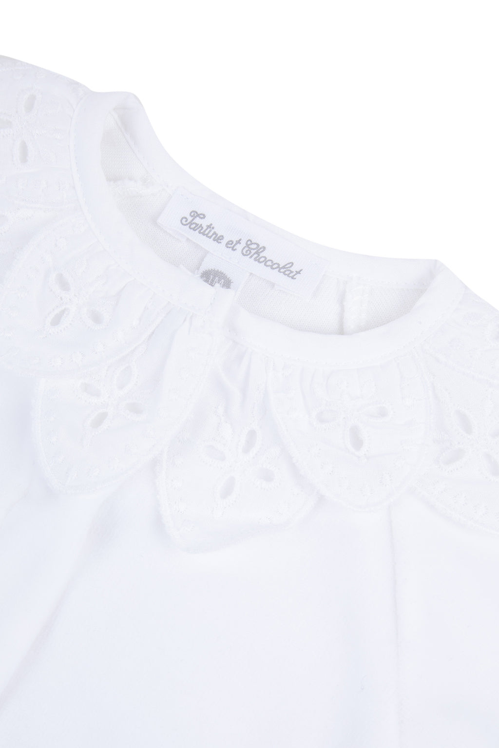 Pyjama - Blanc velours collerette fleur