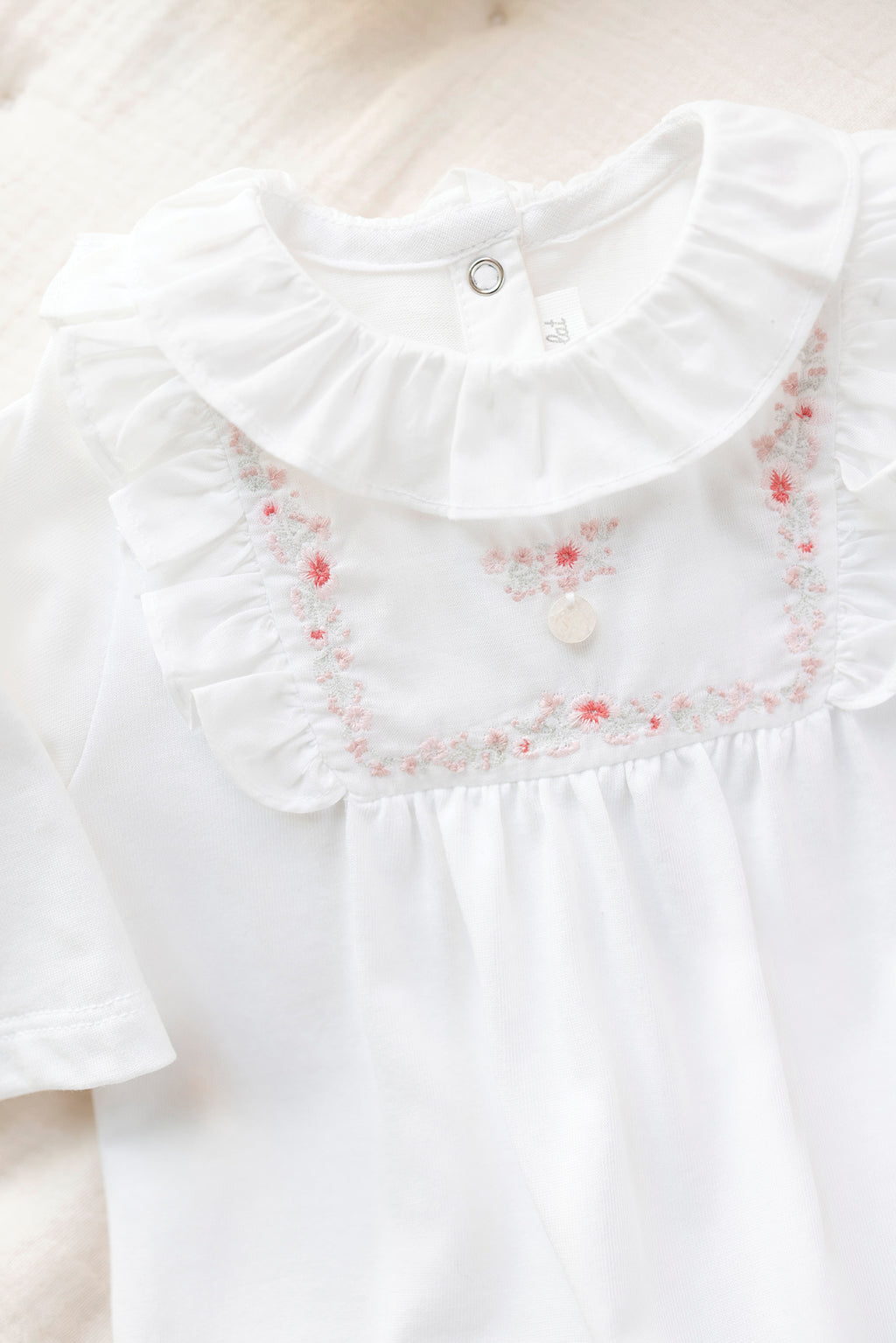 Pajamas - White Bib collar embroidery