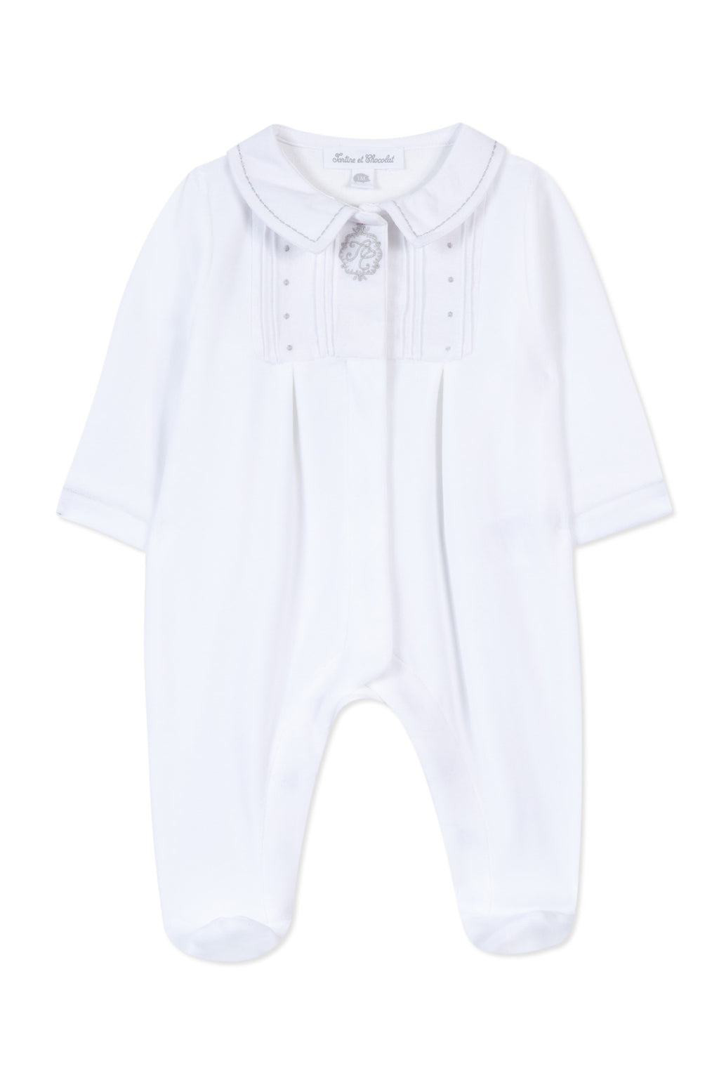 Pyjama - Velours blanc col plastron