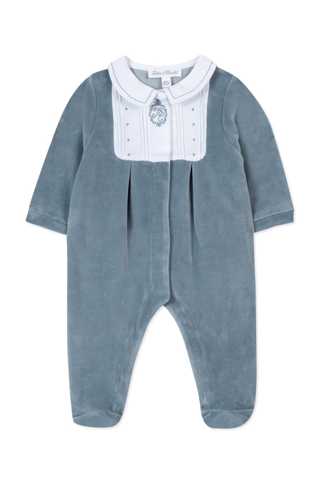 Pyjama's - Blauw wolk Velours Bib kraag