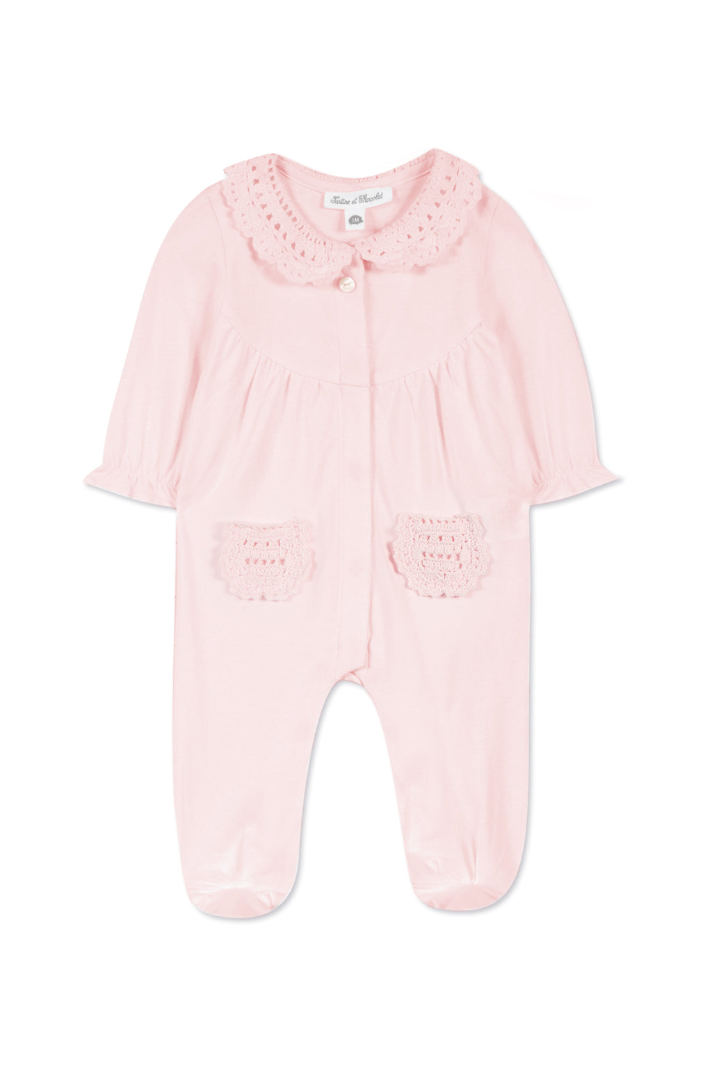 Pyjama - Rose pâle col crochet