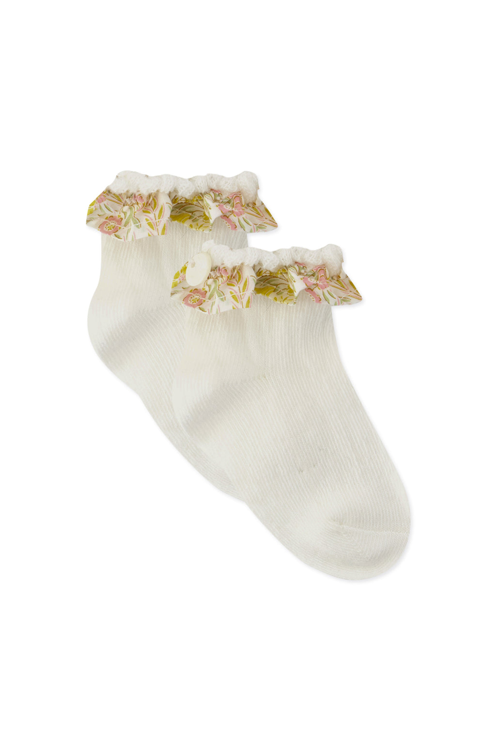 Socks - Ecru Print flowery