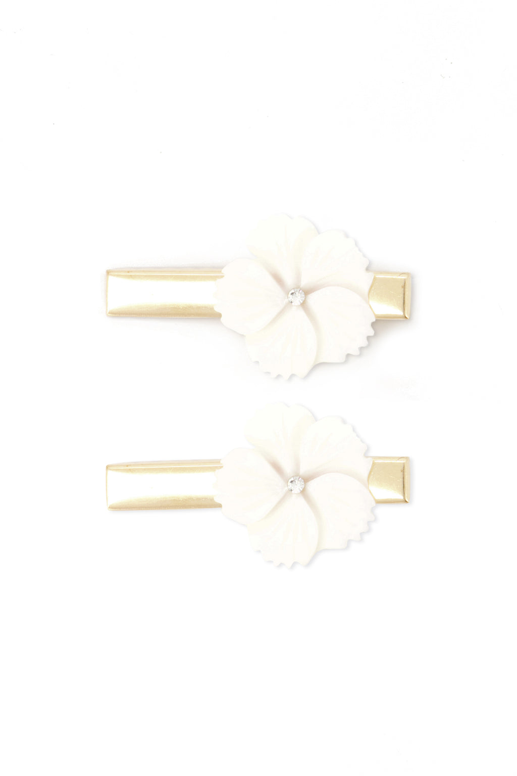 Duo de barrettes - Blanc fleurs