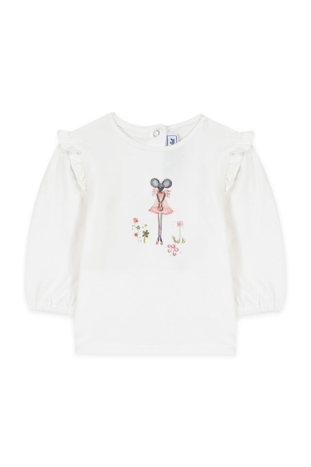 T-shirt - Ecru petite souris fleuri - Image principale