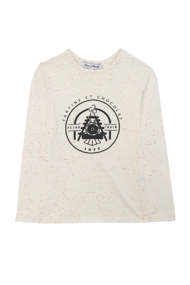 T-shirt - Ecru train illustration - Image principale