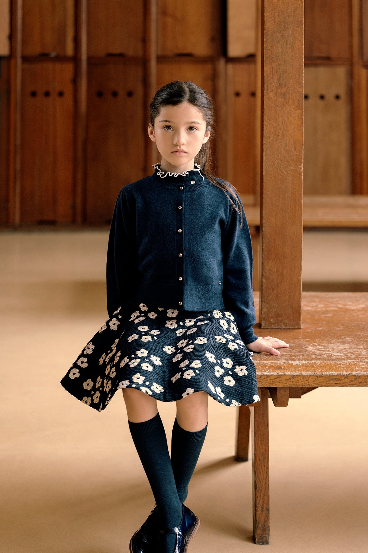 Rok - Navy met bloemen