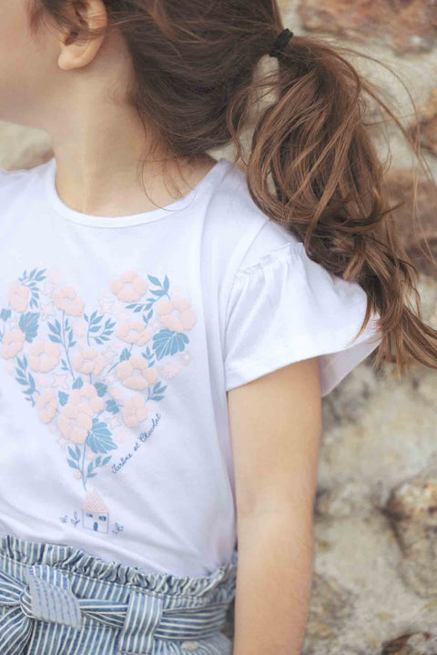 T-shirt - Cœur en relief fleuri - Image principale