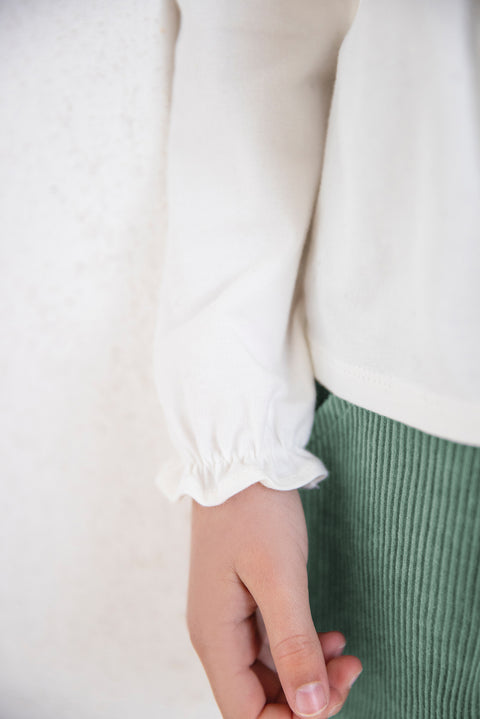 Blouse - Embrodery flowery Green Celadon - Image principale