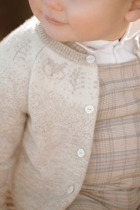 Strickjacke - Beige Jacquard - Image principale