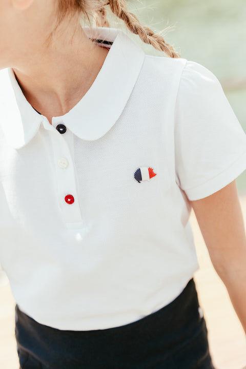 Polo - Blanc motif hérisson maille piquée - Image principale
