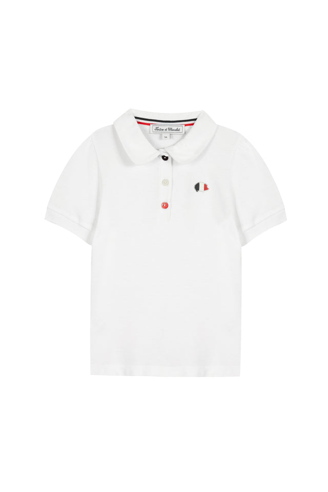 Polo - Blanc motif hérisson maille piquée - Image principale