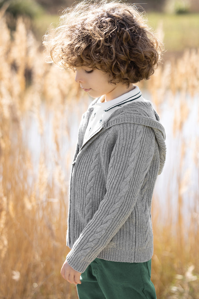 Gilet - Gris chiné maille torsadé - Image principale