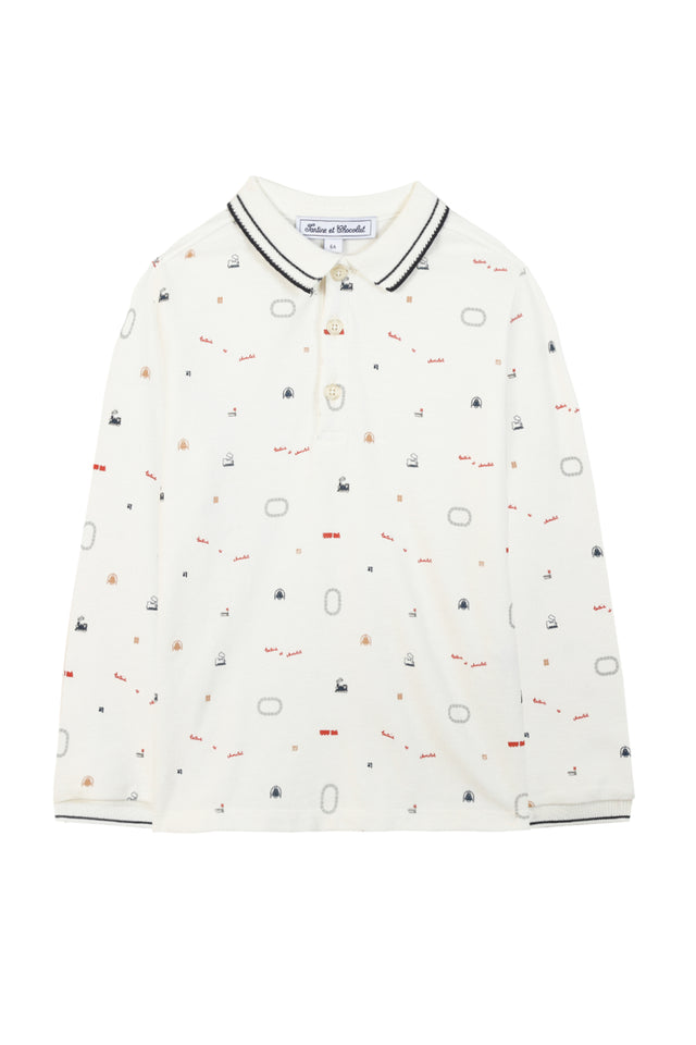 Polo Shirt - White railway pattern - Image principale