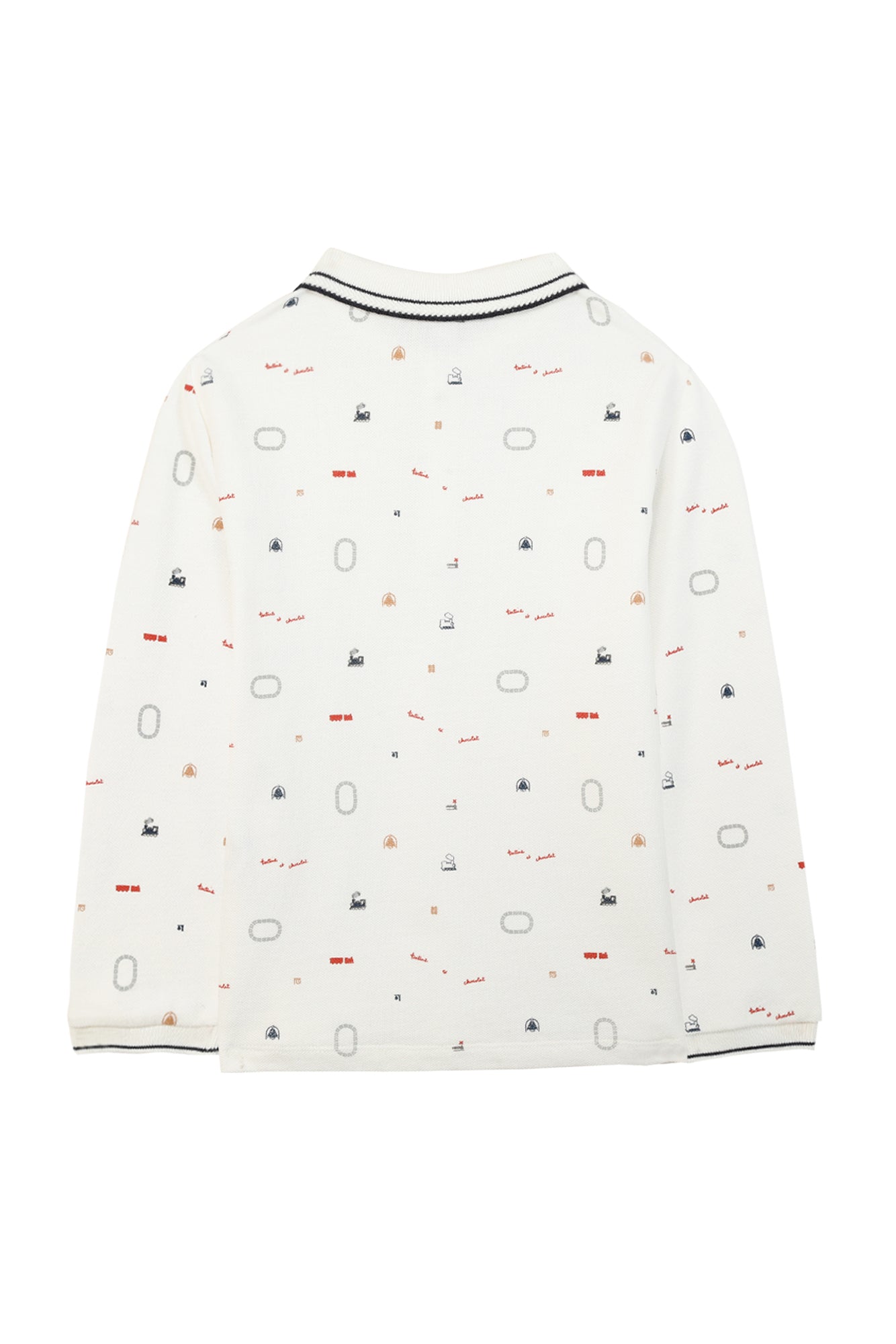 Poloshirt - Wit spoorweg patroon