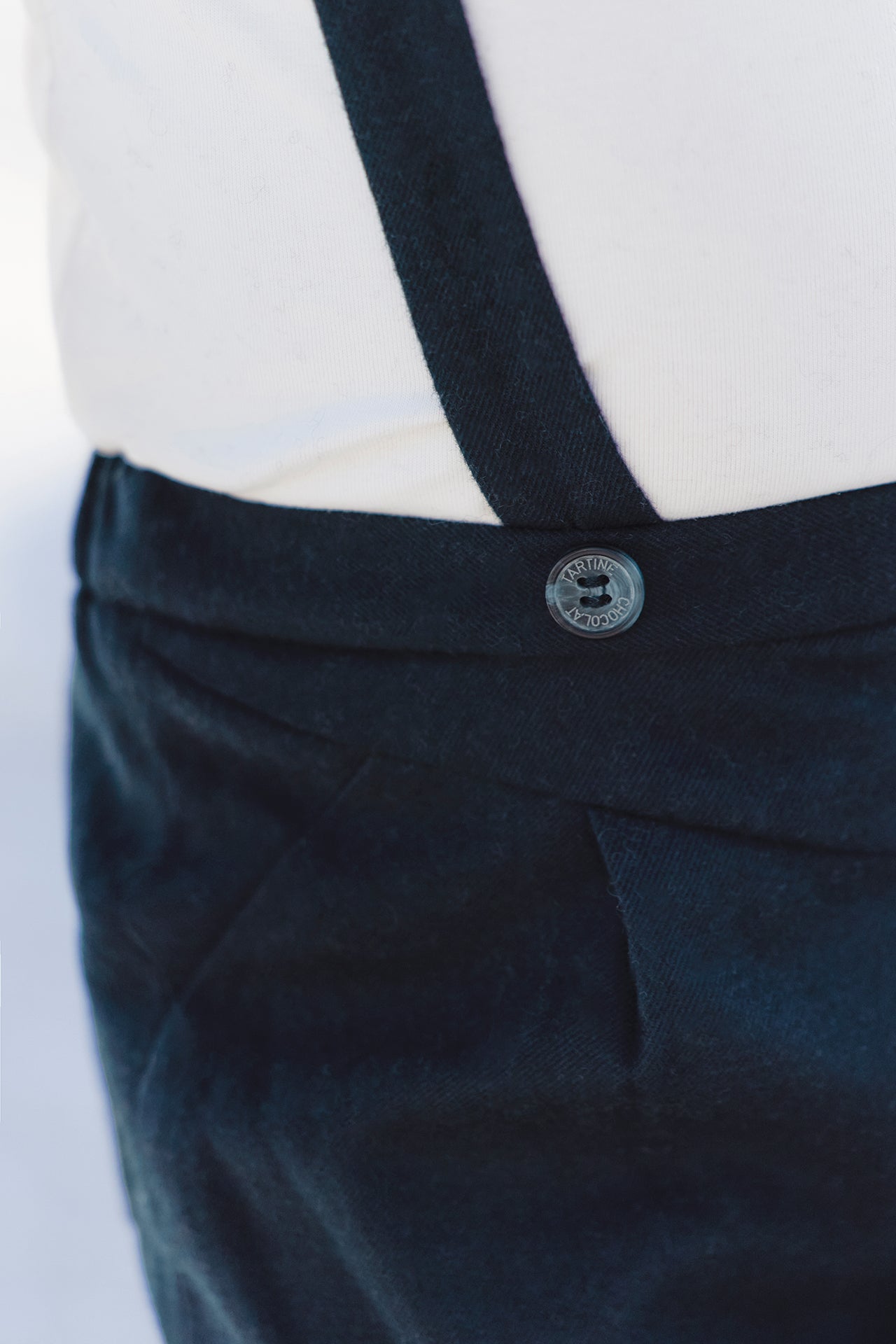 Hosen - Hosenträger Flanell Marineblau