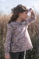 Bluse - Stoff -Aubergine Liberty