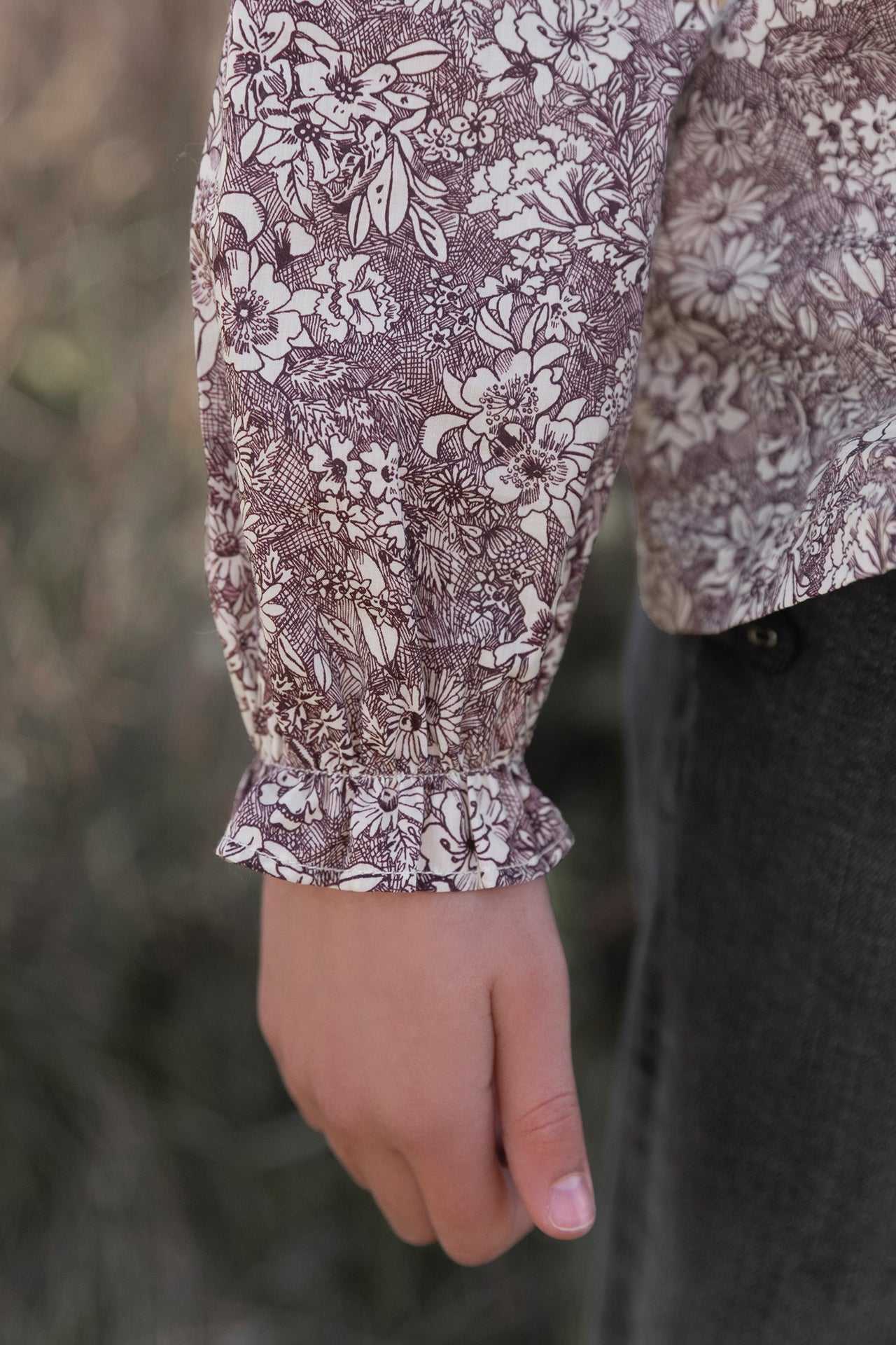 Bluse - Stoff -Aubergine Liberty