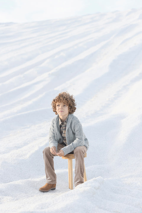 Gilet - Bleu grisé maille tressée - Image principale