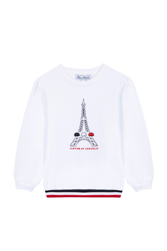 Sweatshirt - Weiß Illustration Eiffelturm - Image principale