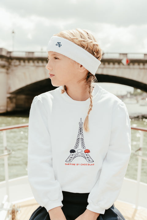Sweatshirt - Weiß Illustration Eiffelturm - Image principale
