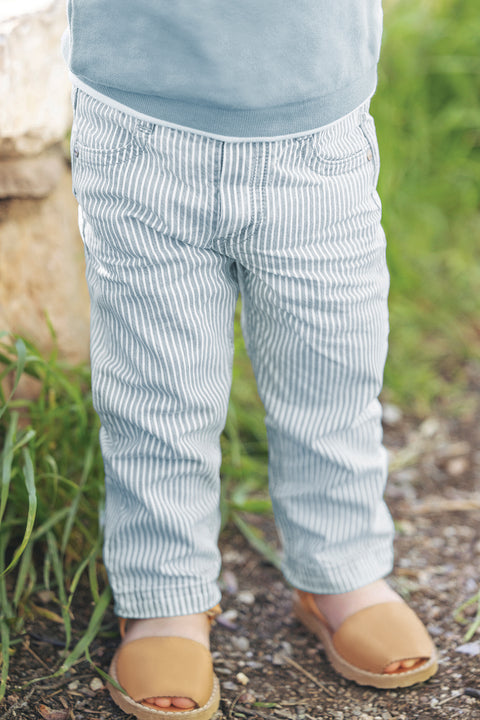 Pantalon - Bleu ciel rayé - Image principale