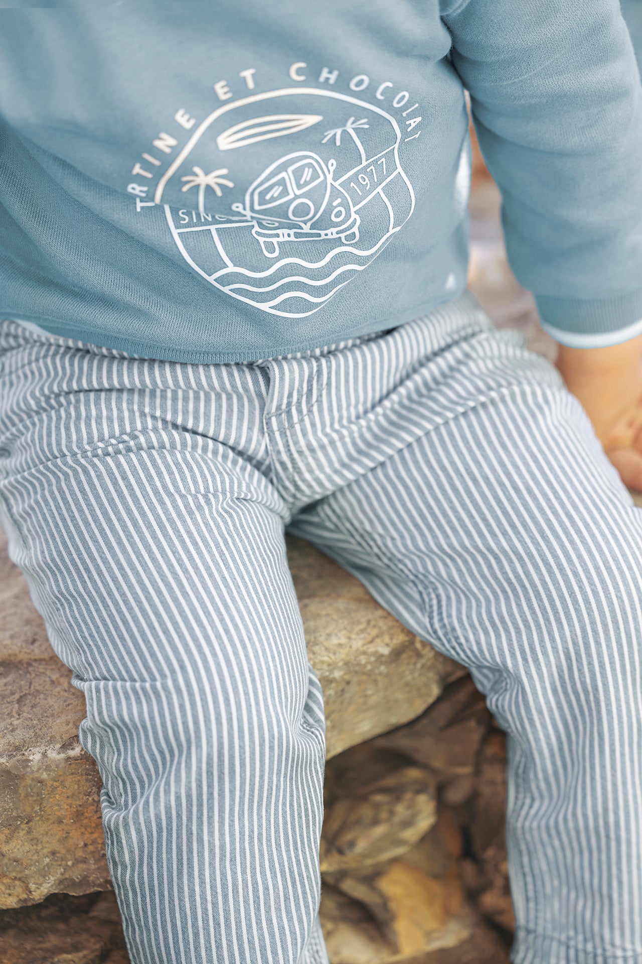 Pantaloni - Celeste a strisce