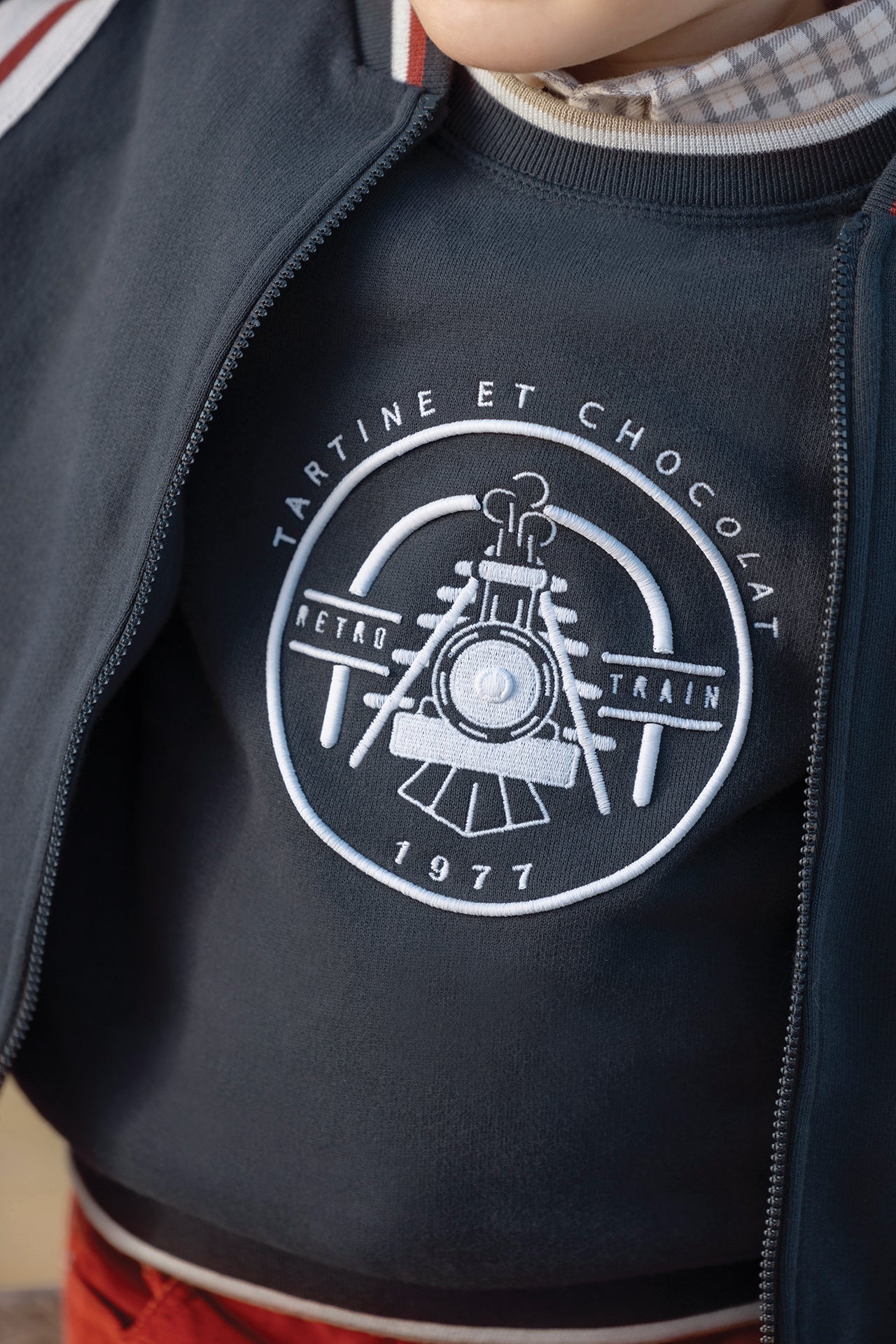 Sweatshirt - Marineblau Illustration Zug