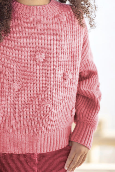Sweater - Raspberry Embrodery flowery - Image principale