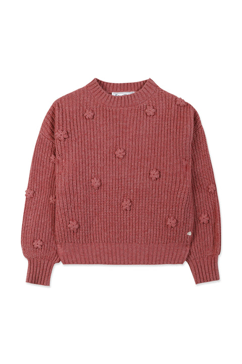 Maglia - Lampone con ricamo floreale - Image principale