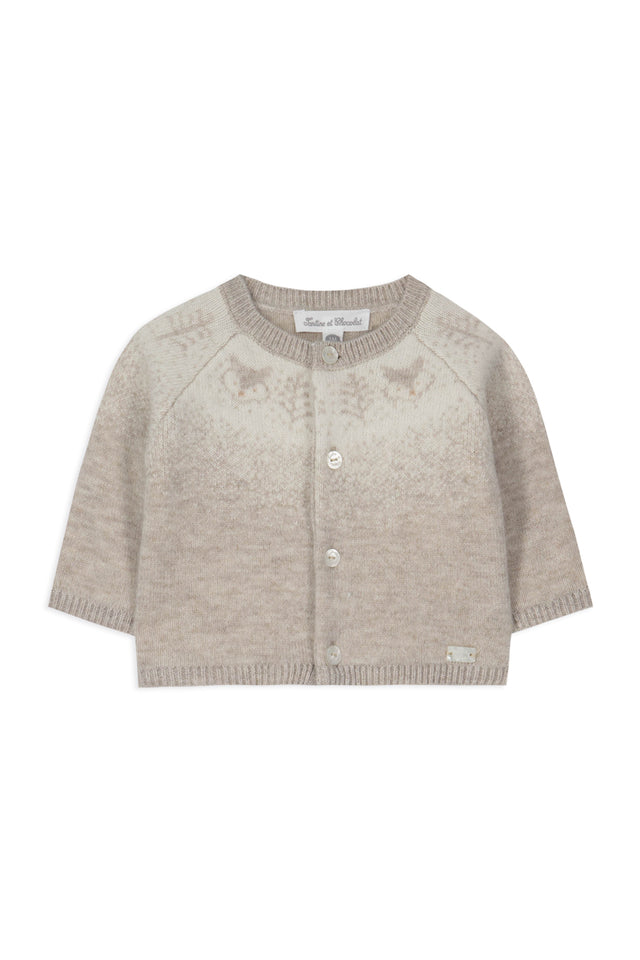 Strickjacke - Beige Jacquard - Image principale
