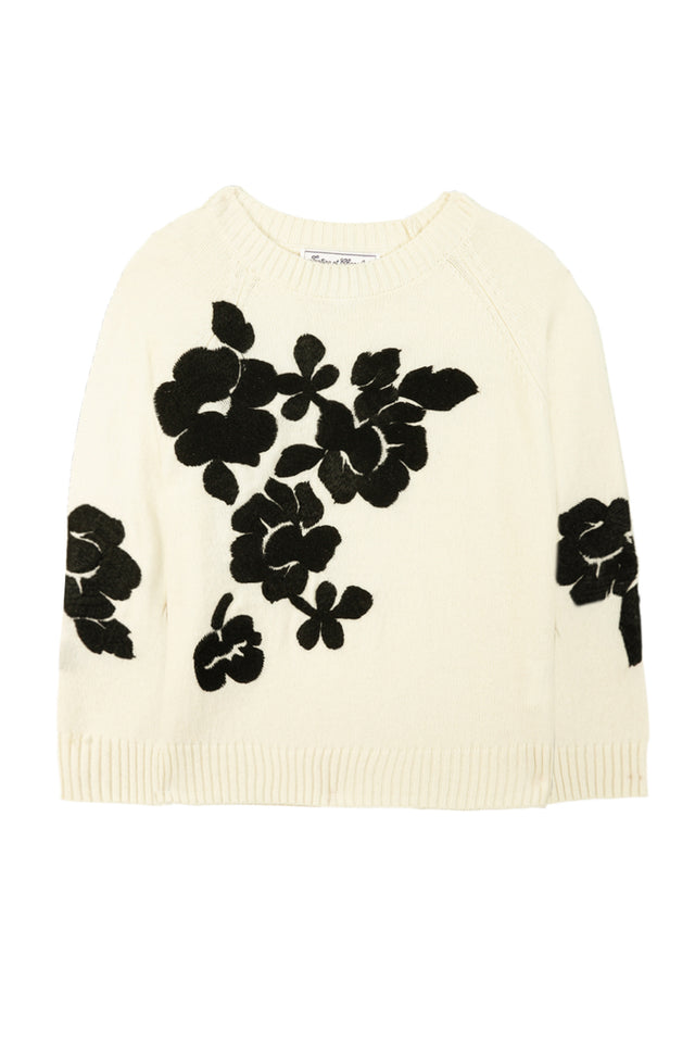 Pullover - Ecru Blumenstickerei - Image principale