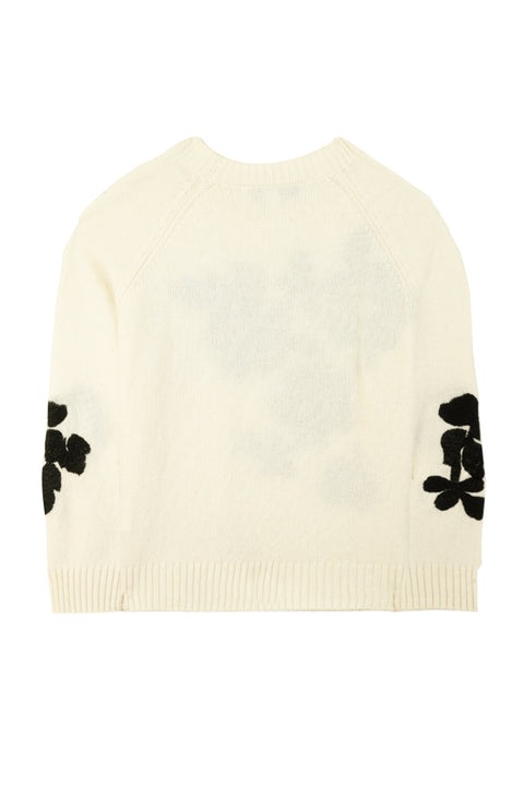 Pull - Ecru broderie fleurie - Image principale