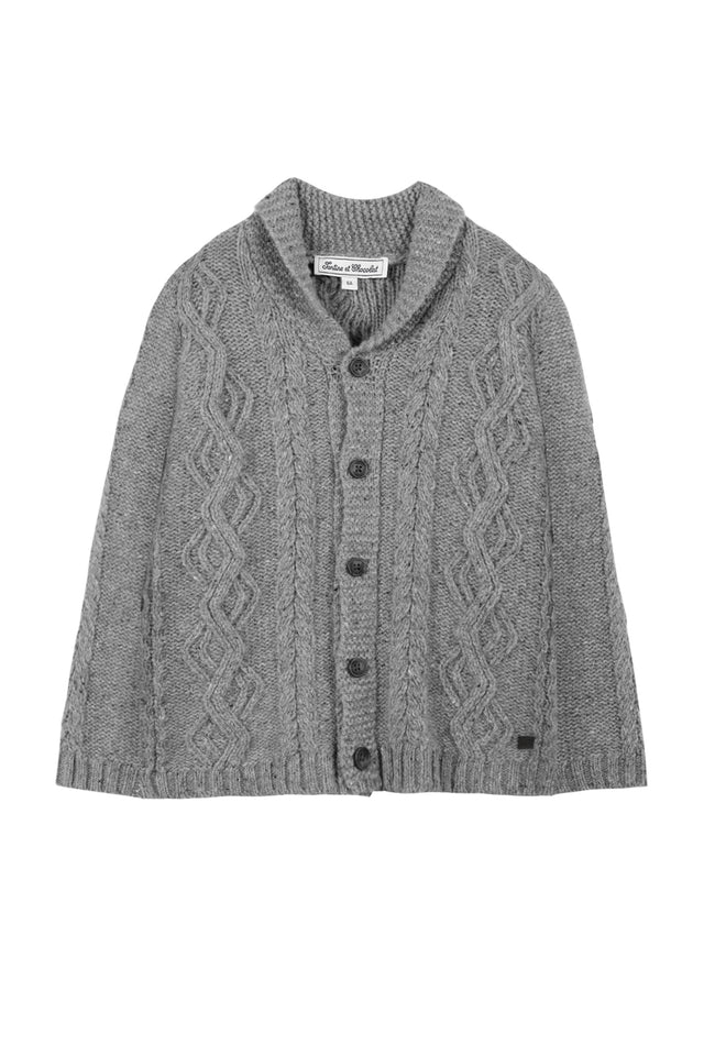 Chaqueta - Azul grisáceo punto trenzado - Image principale