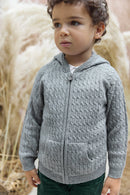 Cardigan - Mottled grey cable knitwear