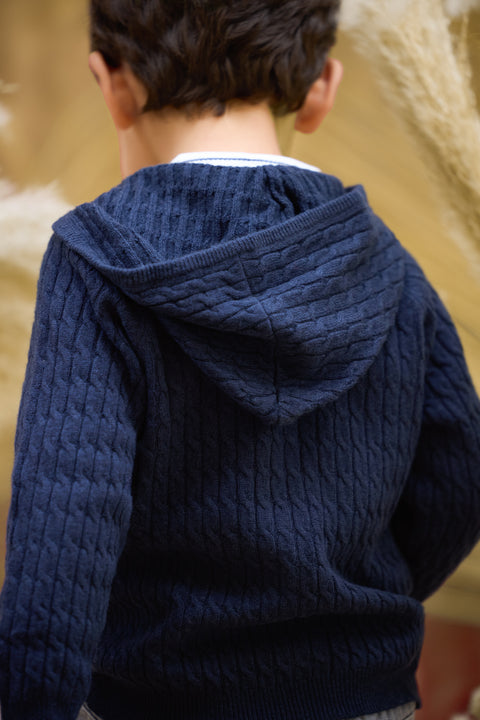 Cardigan - Navy Knitwear Cable - Image principale