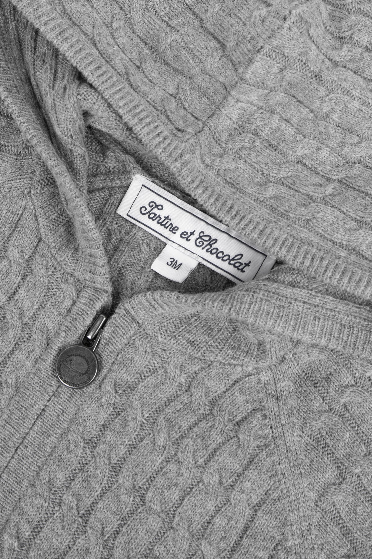 Cardigan - Mottled grey cable knitwear