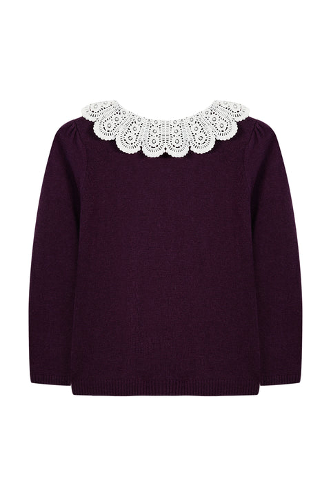 Pull - Violet col dentelle - Image principale