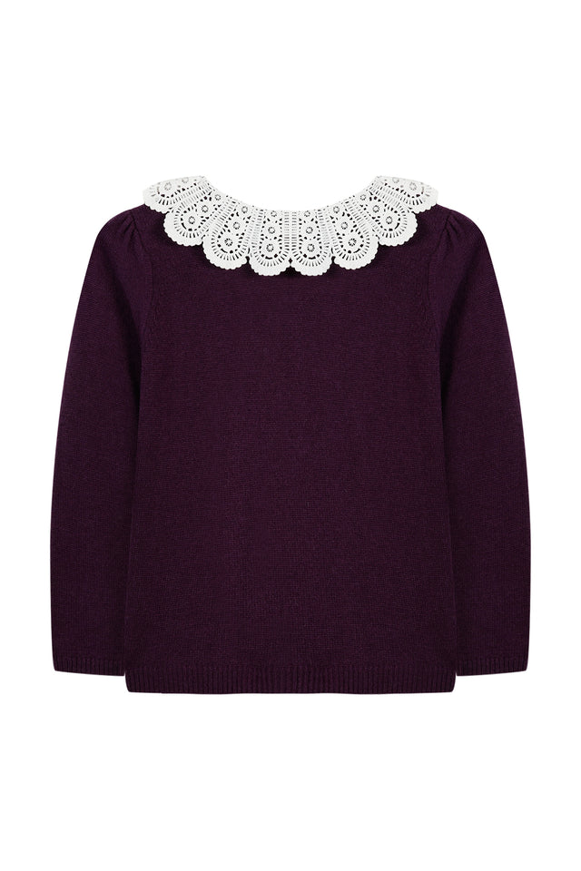 Pullover - Violett Kragen Spitze - Image principale