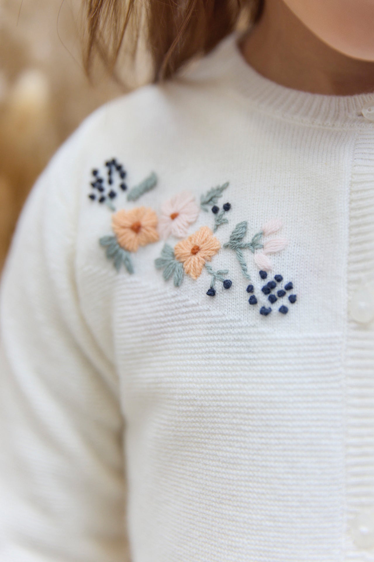 Cardigan - Ecru Embrodery flowery