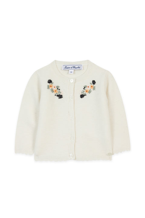 Cardigan - Ecru broderie fleurie - Image principale