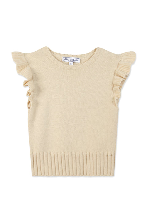 Pull sans manche - Beige maille volanté - Image principale