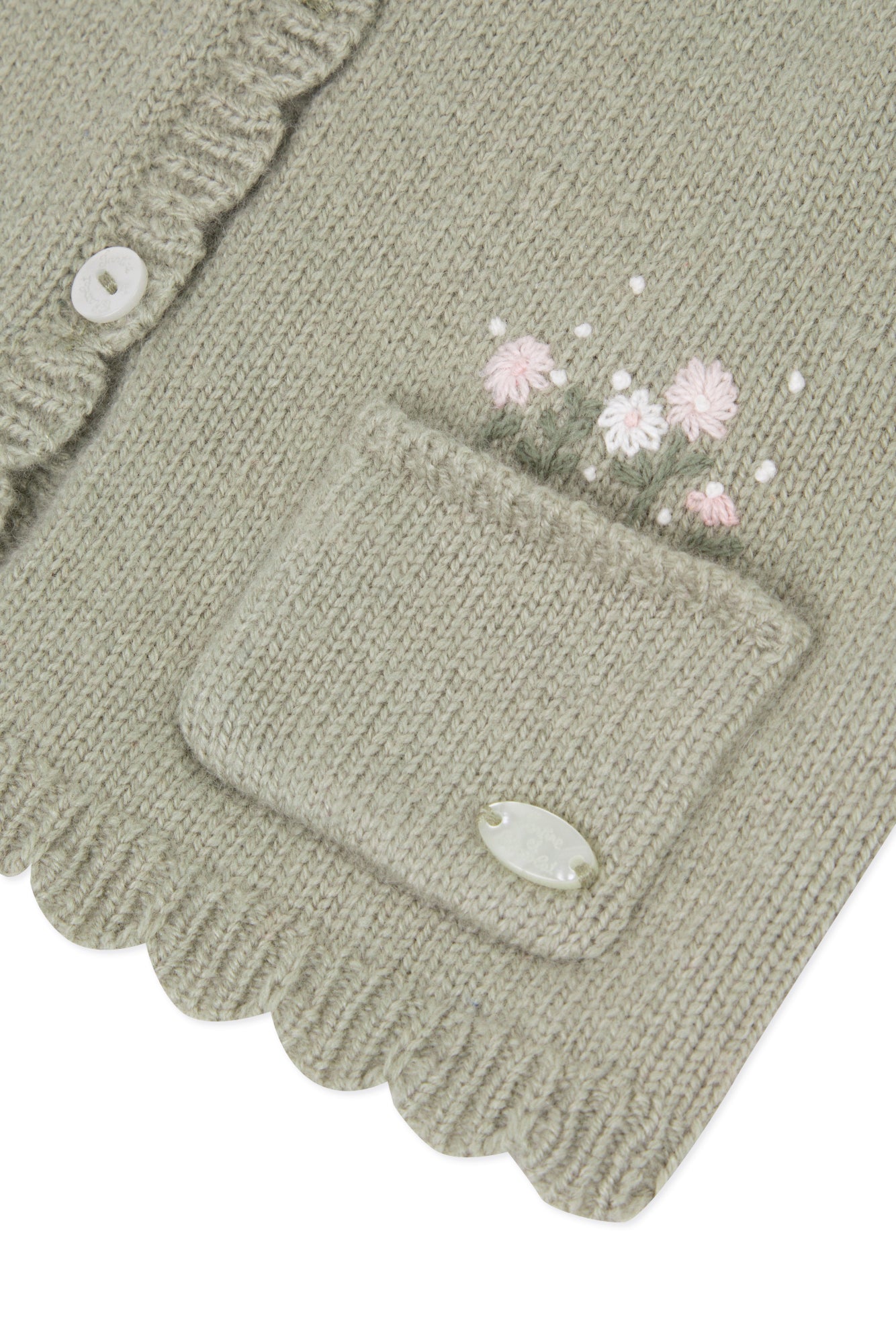 Vest - Groen verstandig Borduurwerk bloemrijk