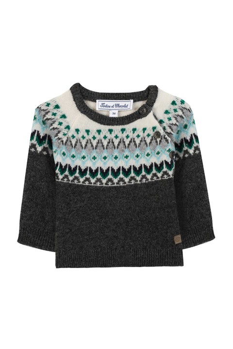 Pull - Gris anthracite jacquard - Image principale