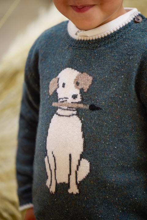 Sweater - Green Illustration dog - Image principale
