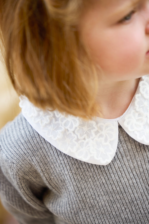 Pull - Gris col galon broderie - Image principale