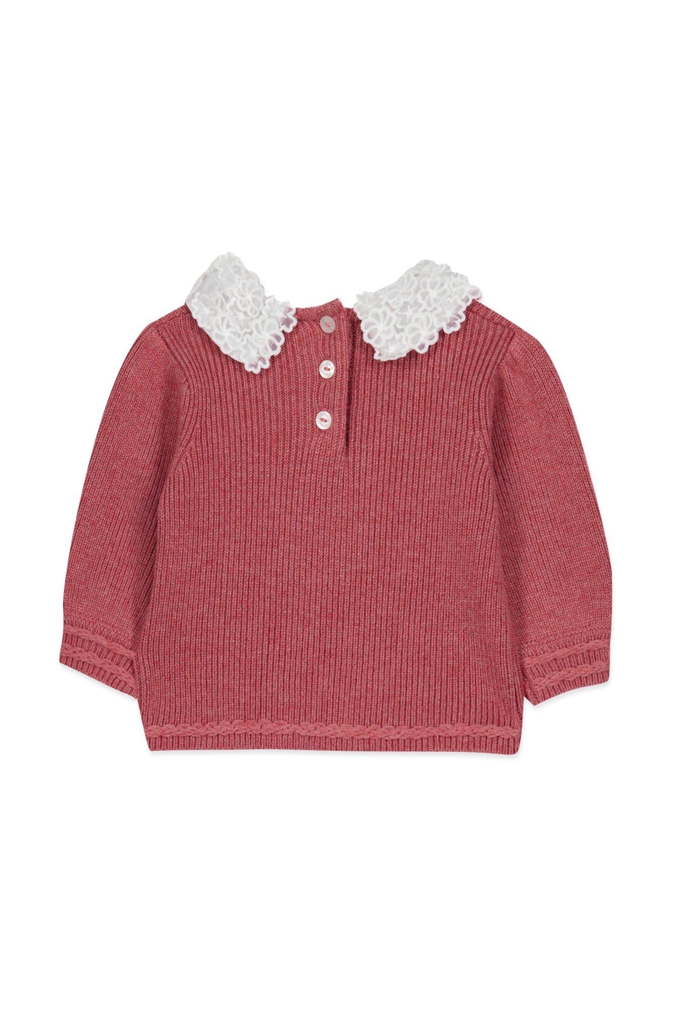 Trui - Roze Halsband vlecht Borduurwerk