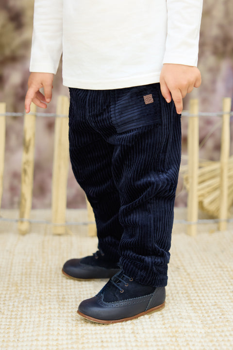 Pantalon - Marine velours côtelé - Image principale