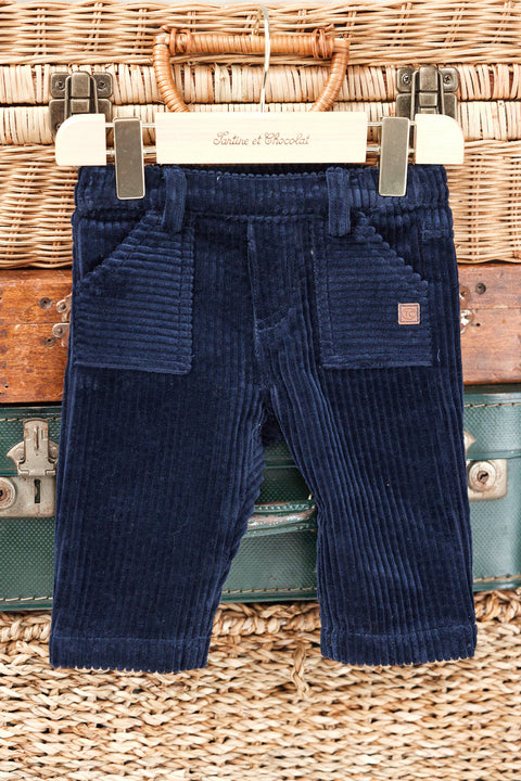 Pantalon - Marine velours côtelé - Image principale