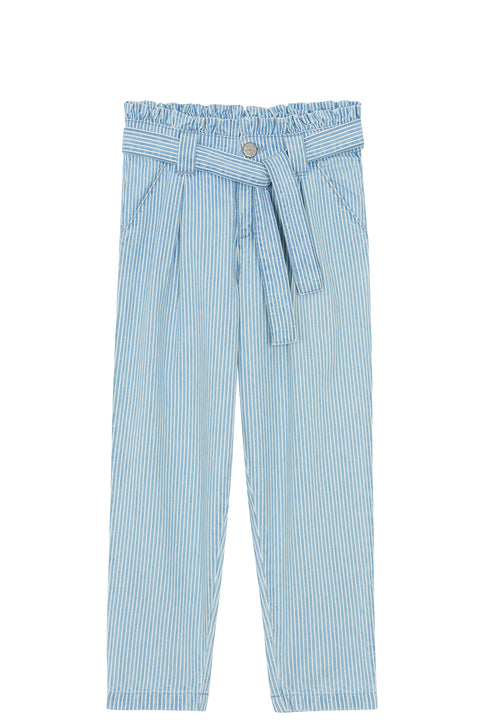 Pantalon - Bleu rayé volanté - Image principale