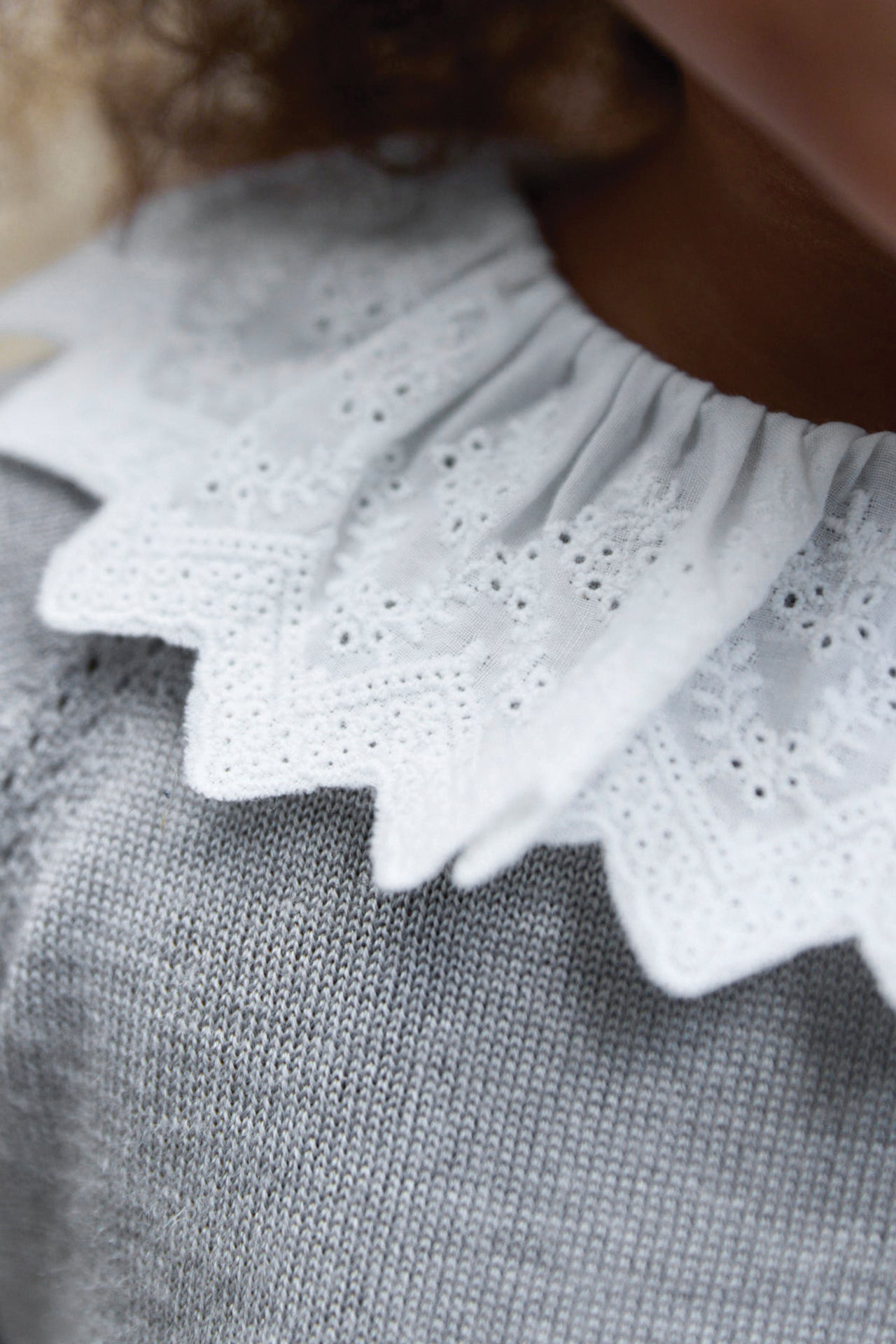 Robe - Gris chiné col volanté